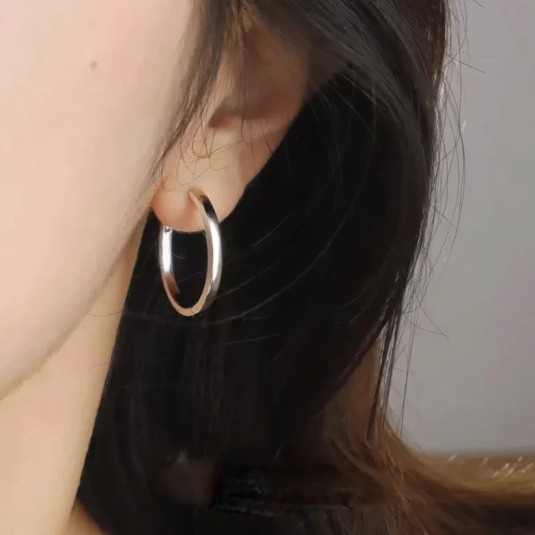 BF CLUB 925 Sterling Silver Earrings For Women Trendy Gold Circle Earring Jewelry Prevent Allergy Party Accessories BF CLUB 925 Sterling Silver Earrings For Women Trendy Gold Circle Earring Jewelry Prevent Allergy Party Accessories - Image 1