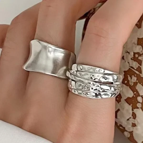 BF CLUB 925 Sterling Silver Ring For Women Jewelry Wide Simple Open Vintage Handmade Ring Allergy For Party Birthday Gift BF CLUB 925 Sterling Silver Ring For Women Jewelry Wide Simple Open Vintage Handmade Ring Allergy For Party Birthday Gift - Image 1