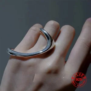 BFCLUB Silver Color Rings for Women Simple Geometric Handmade Irregular Retro Ring Gold Big Allergy For Birthday Gift