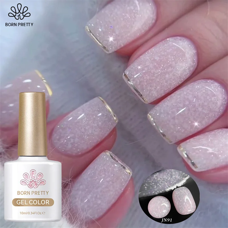BORN PRETTY 10ml Snowflakes Pink Milky White Gel Nail Polish Jelly Color Sequins Semi Permanent Nails Art Design Varnish DIY BORN PRETTY 10ml Snowflakes Pink Milky White Gel Nail Polish Jelly Color Sequins Semi Permanent Nails Art Design Varnish DIY - Image 1