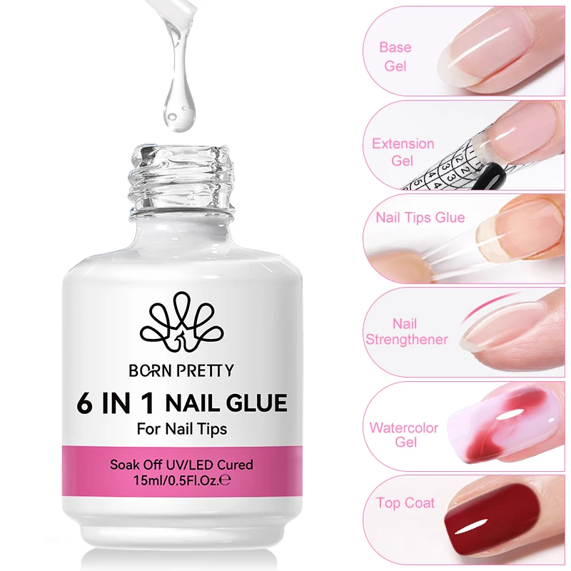 BORN PRETTY 15ML 6 In 1 Nail Gel Glue Press On Nails Tips Glue Blooms Gel Strengthener Reinforcement Gel Extension Base Top Coat BORN PRETTY 15ML 6 In 1 Nail Gel Glue Press On Nails Tips Glue Blooms Gel Strengthener Reinforcement Gel Extension Base Top Coat - Image 1