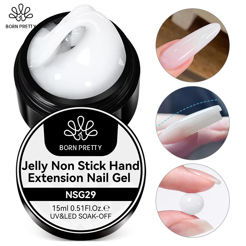 BORN PRETTY 15ML Milky White Non Stick Hand Extension Nail Gel for French nails DIY Nude Pink White Extension Gel Nail Art BORN PRETTY 15ML Milky White Non Stick Hand Extension Nail Gel for French nails DIY Nude Pink White Extension Gel Nail Art - Image 1