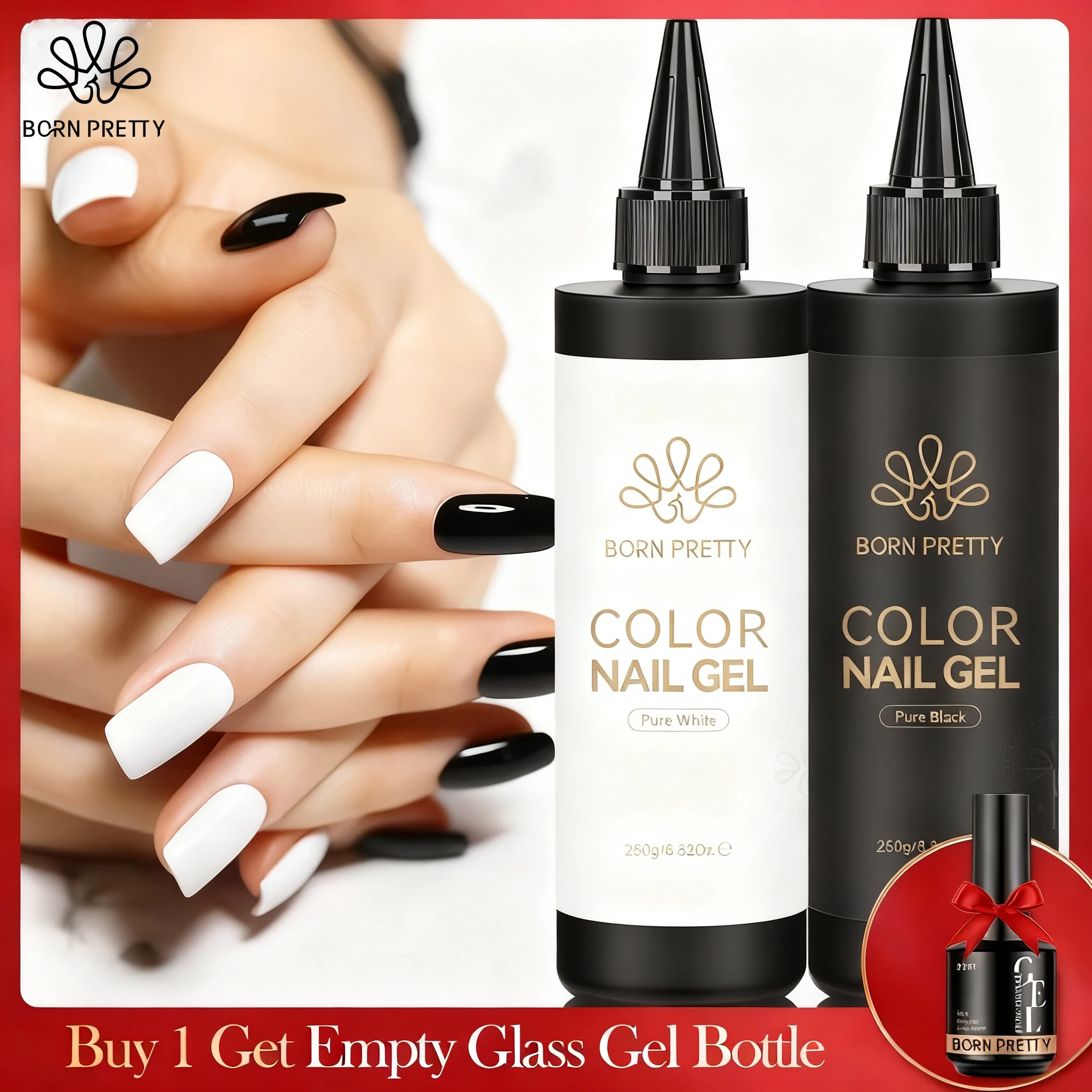 BORN PRETTY 250g Black White Gel Nail Polish Varnish Semi Permanent Nail Design Manicure Salon Nail Supplies Base Top Coat BORN PRETTY 250g Black White Gel Nail Polish Varnish Semi Permanent Nail Design Manicure Salon Nail Supplies Base Top Coat - Image 1