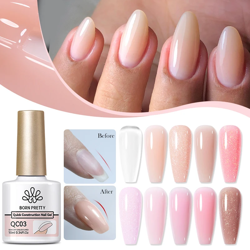 BORN PRETTY Nude Pink Quick Construction Nail Gel Nail Polish 10ml Vernis Semi Permanent Milky White Clear Extension Hard Gel BORN PRETTY Nude Pink Quick Construction Nail Gel Nail Polish 10ml Vernis Semi Permanent Milky White Clear Extension Hard Gel - Image 1