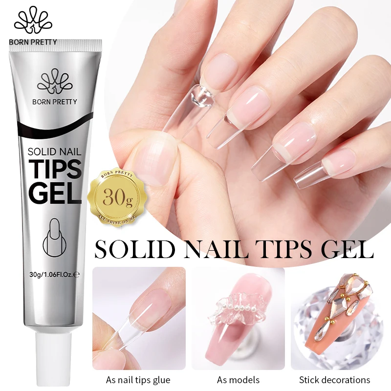 BORN PRETTY Solid Nail Tips Gel 30ml Gel Polish for Press On Nails Upgrade 3 in 1 Nail Gel for Fake Nails Long Lasting Manicure BORN PRETTY Solid Nail Tips Gel 30ml Gel Polish for Press On Nails Upgrade 3 in 1 Nail Gel for Fake Nails Long Lasting Manicure - Image 1