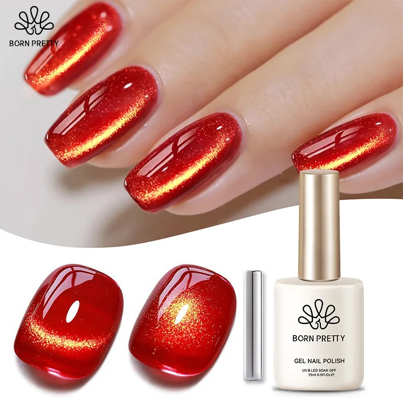 BORN RRETTY 15ml Fair Maiden Pearl Cat Magnetic Ge Red Series Glitter Magnetic Syrup Gel Soak Off UV Gel Nail Art Varnish BORN RRETTY 15ml Fair Maiden Pearl Cat Magnetic Ge Red Series Glitter Magnetic Syrup Gel Soak Off UV Gel Nail Art Varnish - Image 1