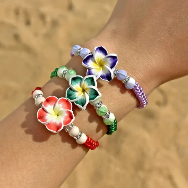 Bohemian Big Flower Charm Bracelets For Women Pink Red Blue Green Flowers Soft Clay Pottery Beaded Bangles Girls Party Jewelry - Image 1