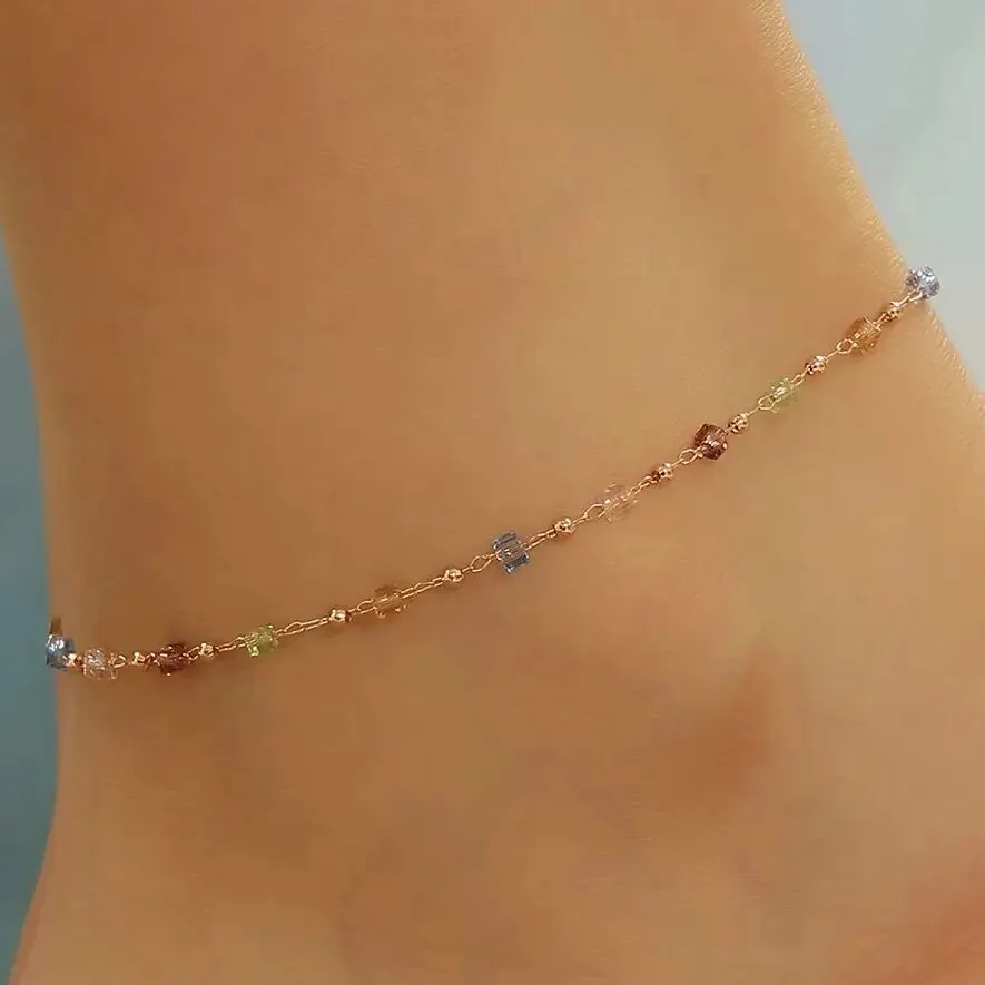 Bohemian Colorful Rhinestone Adjustable Anklet for Women Summer Beach Gold Color Thin Feet Chain Party Jewelry Accessories New Bohemian Colorful Rhinestone Adjustable Anklet for Women Summer Beach Gold Color Thin Feet Chain Party Jewelry Accessories New - Image 1