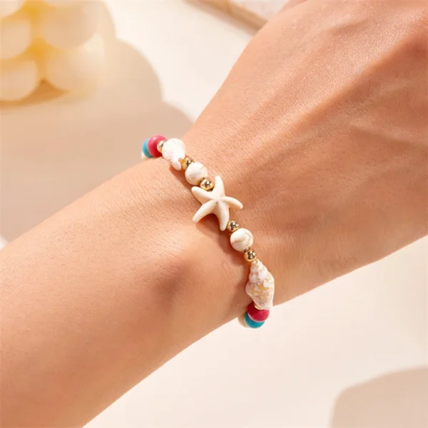 Bohemian Starfish Conch Shell Beads Bracelet For Women Girls Summer Beach Party Rice Bead Adjustable Bangle Friendship Jewelry - Image 1