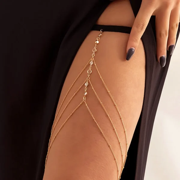 Boho Elastic Band Crystal Leg Thigh Chain for Women Summer Beach Sexy Tassel Multilayer Adjustable Body Jewelry Dress Decorate - Image 1