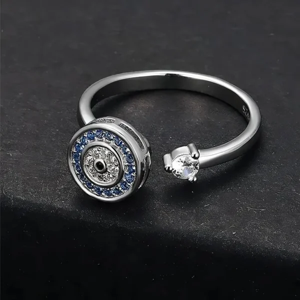 Casual Rotation Round Copper Zirconia Rings For Women Men Decompression Relaxed Silver Color Spin Toys Daily Party Jewelry - Image 1