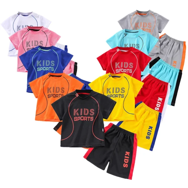 Children Summer Short Sleeve Football Basketball Suit Clothing Set Boy Girl Jersey Quick Drying Breathable Kids Sports Wear - Image 1
