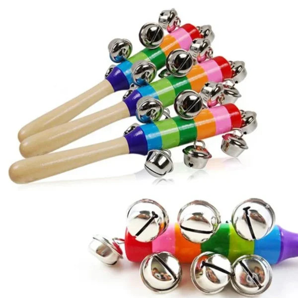 Colorful Rainbow Hand Held Bell Stick Wooden Discussion Musical Toy for Adult KTV Party Game Gift - Image 1