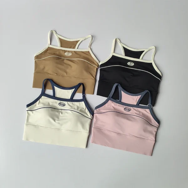 Contrasting Color Integrated Fixed Cup Yoga Underwear Gathering Shock-proof Slimming Sports Vest Running Pilates Training Bra Contrasting Color Integrated Fixed Cup Yoga Underwear Gathering Shock-proof Slimming Sports Vest Running Pilates Training Bra - Image 1