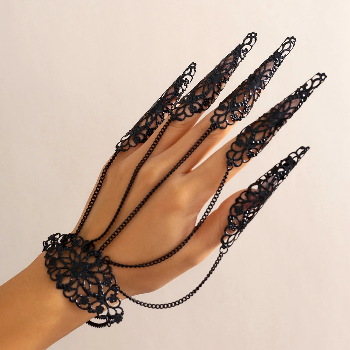Creative Exaggerated Dubai Indian Finger Wrist Chain Bracelets for Women Punk Nail Rings With Bracelet Y2K Jewelry Steampunk New Creative Exaggerated Dubai Indian Finger Wrist Chain Bracelets for Women Punk Nail Rings With Bracelet Y2K Jewelry Steampunk New - Image 1