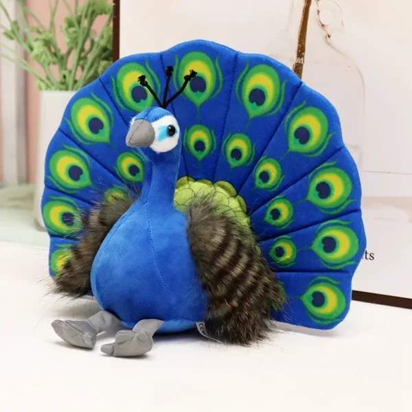 Creative Simulation Peacock Plush Toy Green Blue Peacock Spread Tail Beautiful Plush Doll Quality Stuffed Cotton Adorns Bedroom - Image 1