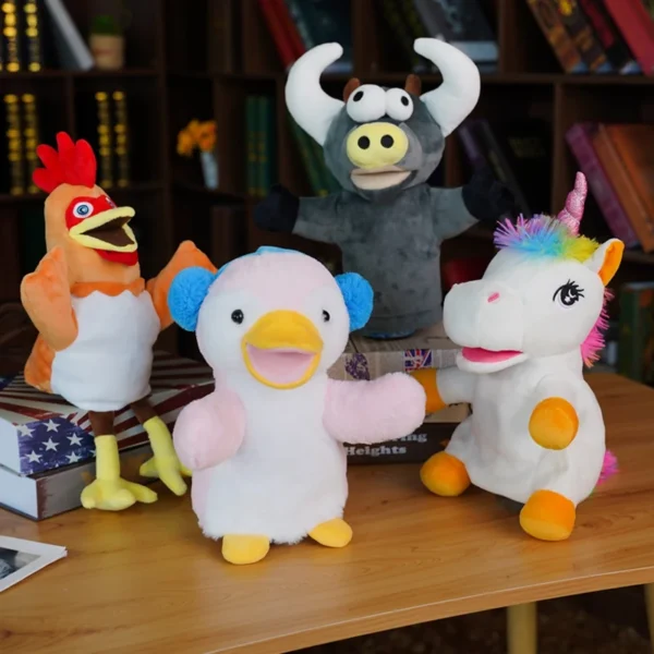 Cute Animal Plush Hand Puppets Soft Toys Chickens Unicorn Cattle Penguin Story Pretend Playing Doll Plush Toys Gift for Children - Image 1
