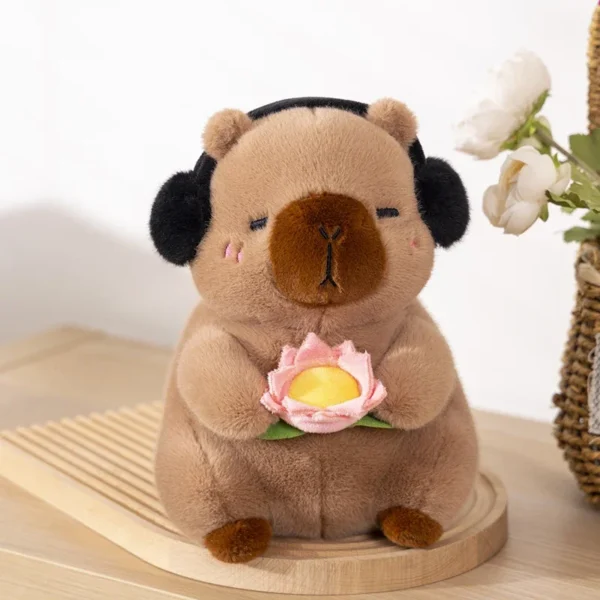 Cute Capybara Plush Toy Stuffed Animals Capybara Hold Lotus Flower White-face Monkey Soft Doll Kids Toys Birthday Christmas Gift Cute Capybara Plush Toy Stuffed Animals Capybara Hold Lotus Flower White-face Monkey Soft Doll Kids Toys Birthday Christmas Gift - Image 1