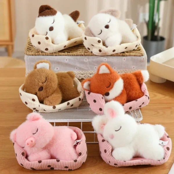 Cute Cartoon Dog, Cat, Fox, Bear, Rabbit and Pig Plush Toy Cat Doll Sleeping Animals Toys for Girl Funny Christmas Present - Image 1