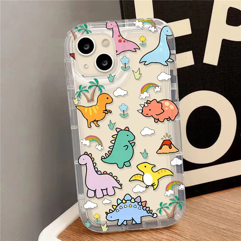 Cute Dinosaur Phone Case For iPhone 16 Pro Case iPhone 14 13 15 11 12 17 Pro Max XR XS 7 8 Plus SE Airbag Cartoon Animals Cover Cute Dinosaur Phone Case For iPhone 16 Pro Case iPhone 14 13 15 11 12 17 Pro Max XR XS 7 8 Plus SE Airbag Cartoon Animals Cover - Image 1