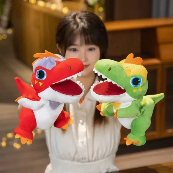 Cute Whole Body Animal Tyrannosaurus Rex Hand Puppet Plush Toy Kindergarten Story Interactive Props Parent-child Game Glove Doll - Image 1