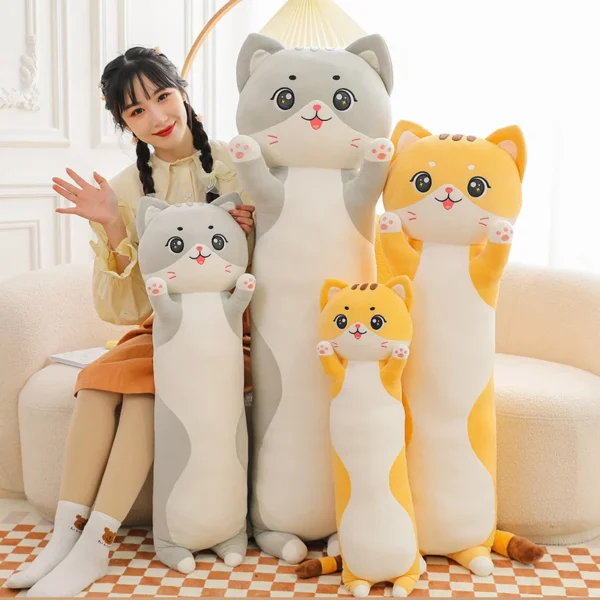 Cute and Soft Long Cat Plush Toy Ultra Kawaii Cat Hug Pillow Body Animal Sleeping Companion Kids Birthday Gift - Image 1