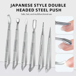 Double-ended Circle Beveled Head Cuticle Pusher Remover Stainless Steel Nails Files Manicure Sticks Tool Nail Art Tool High-End