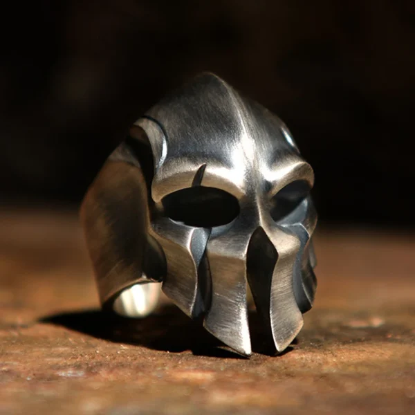 Europe and America Retro Punk Spartan Warrior Mask Mens Open Rings for Classic Male Warrior Helmet Ring Hip Hop Party Jewelry - Image 1