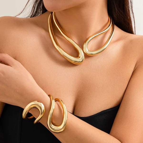 Exaggerated Heavy Metal Big Open Torques Choker Necklace fot Women Goth Adjustable Chunky Chain Grunge Jewelry Steampunk Men New - Image 1