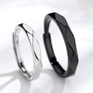Fashion Black White Ring Geometric Irregularities Smooth Couple Adjustable Rings Simplicity Student Party Jewelry