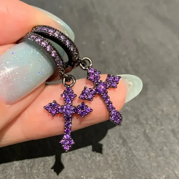 Fashion Luxury Temperament Rhinestone Cross Dangle Earrings for Women Minimalist Personalized Ear Buckle Accessories Jewelry - Image 1