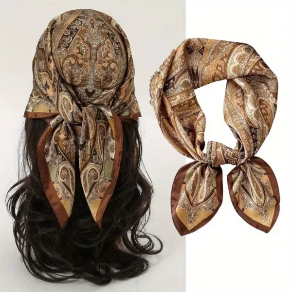Fashion Paisley Print Silk Hairbands Scarf Women 2025 New Elagant Bandana Neck Kerchief Head Bands Foulard Female Scarfs - Image 1