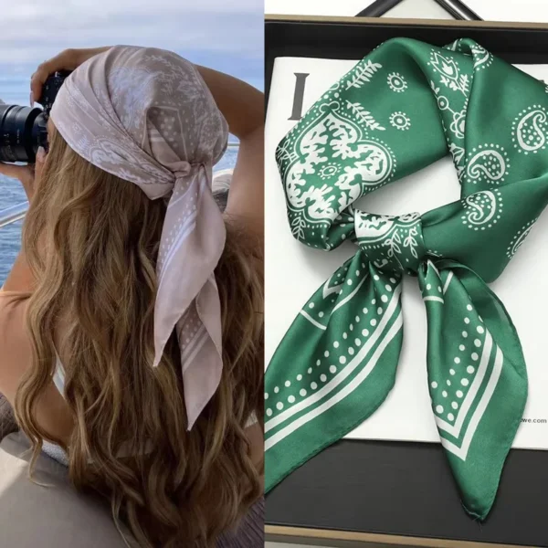 Fashion Print Silk Hairbands Scarf Women 2025 Spring New Elagant Floral Bandana Neck Kerchief Head Bands Foulard Female Scarfs - Image 1