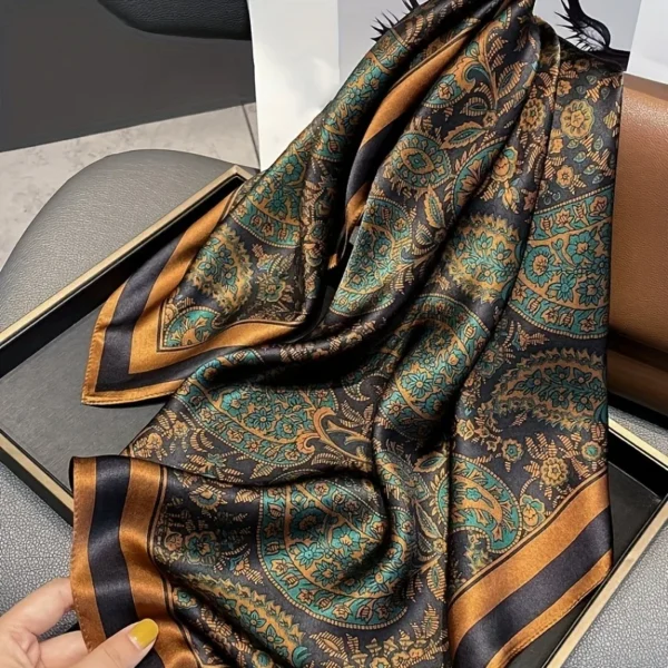 Flower Silk Square Scarf Women Satin Shawl Wrap Hijab Female Hair Band Wrist Luxury Headkerchief 70*70cm Echarpe 2024 Bandana - Image 1