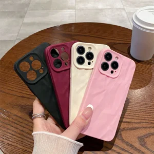 For iPhone 15 16 14 13 12 11 Pro Max Plus Mini XS Max X XR Ice Cream Frosted Wrinkled Soft Phone Case Protective Soft Back Cover