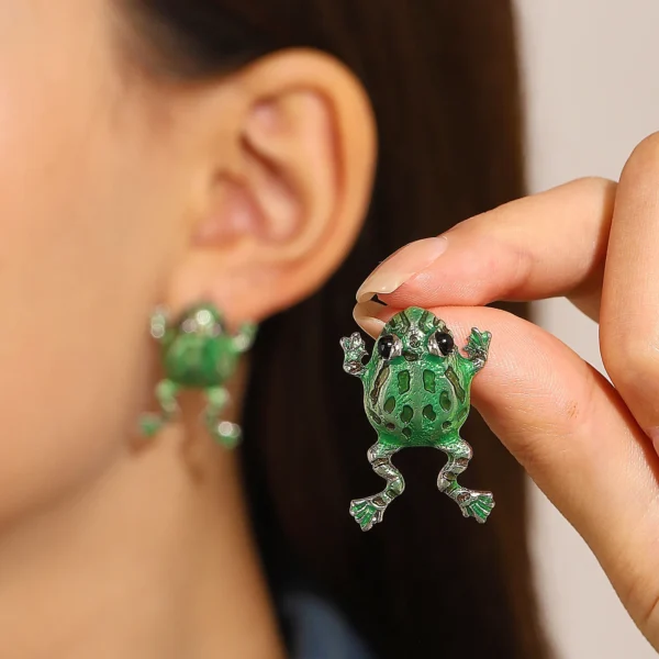 Funny Green Frog Stud Earrings For Women Cute Animal Frog Ear Clip Piercing Studs Y2k Aesthetics Jewelry Gifts - Image 1