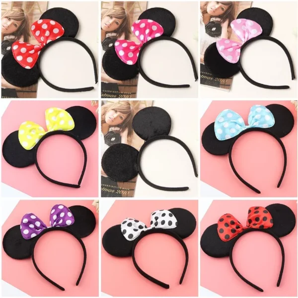 Girl Mouse Ears Headband Children Princess Party Accessories Kids Bowknot Dots Hair Band Halloween Birthday Christmas Hairband - Image 1