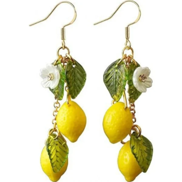 Glass Lemon Earrings Light Weight Fruit Food Earrings Can Love Kawaii Earrings Pastoral Earrings for Women Her Birthday Present - Image 1