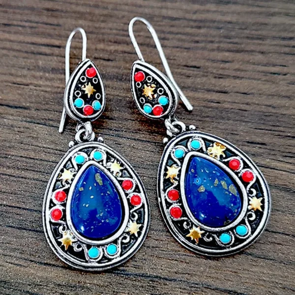 Gorgeous Silver Color Water Drop Earrings Inlaid Natural Stone Dangle Earrings for Women Bridal Engagement Wedding Jewelry Gifts - Image 1