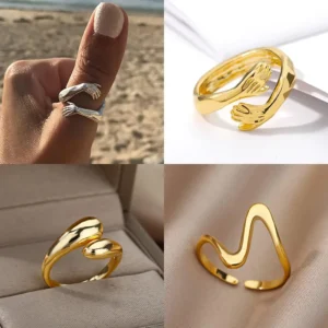 Gothic Hug Muscle Hands Rings For Women Men Adjustable Open Hug Hands Ring Party Wedding Couple Vintage Jewelry Anillos Bague