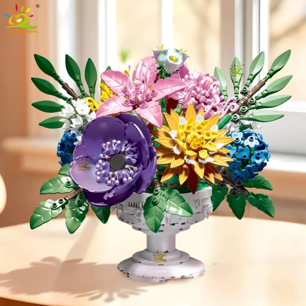 HUIQIBAO 1081+PCS MOC Flower Bouquet Model Building Block Potted Series Brick Construction Toy For Children Desk Home Decoration HUIQIBAO 1081+PCS MOC Flower Bouquet Model Building Block Potted Series Brick Construction Toy For Children Desk Home Decoration - Image 1