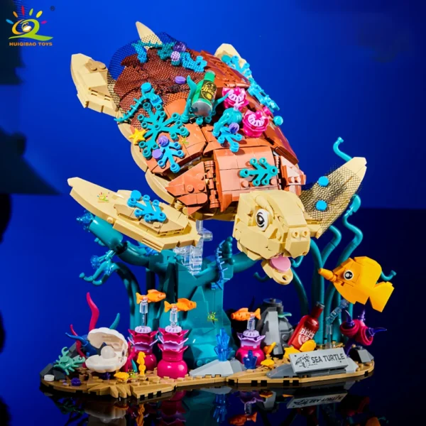 HUIQIBAO 1271PCS MOC Sea Turtle FIsh Model Building Block Animal Series Brick Construction Toy For Children Desk Home Decoration HUIQIBAO 1271PCS MOC Sea Turtle FIsh Model Building Block Animal Series Brick Construction Toy For Children Desk Home Decoration - Image 1