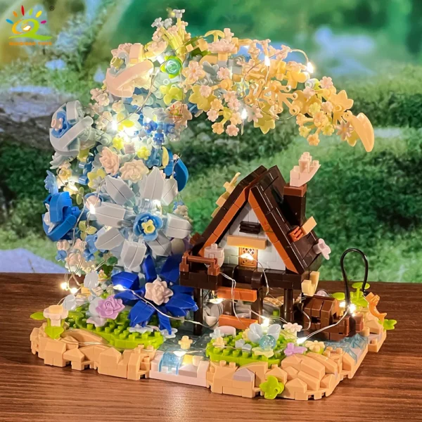 HUIQIBAO 1343PCS MOC Flower Moon House Micro Building Block wooden house Model Diamond Brick Toy for Children Desk Decoration HUIQIBAO 1343PCS MOC Flower Moon House Micro Building Block wooden house Model Diamond Brick Toy for Children Desk Decoration - Image 1