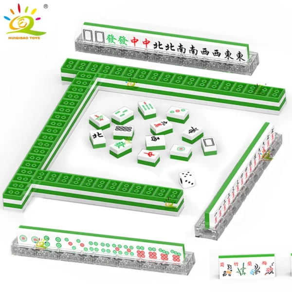 HUIQIBAO 292PCS MOC Mahjong Model Micro Building Blocks Mah-jong Mini Bricks Set Board Game City Construction Toys for Children HUIQIBAO 292PCS MOC Mahjong Model Micro Building Blocks Mah-jong Mini Bricks Set Board Game City Construction Toys for Children - Image 1