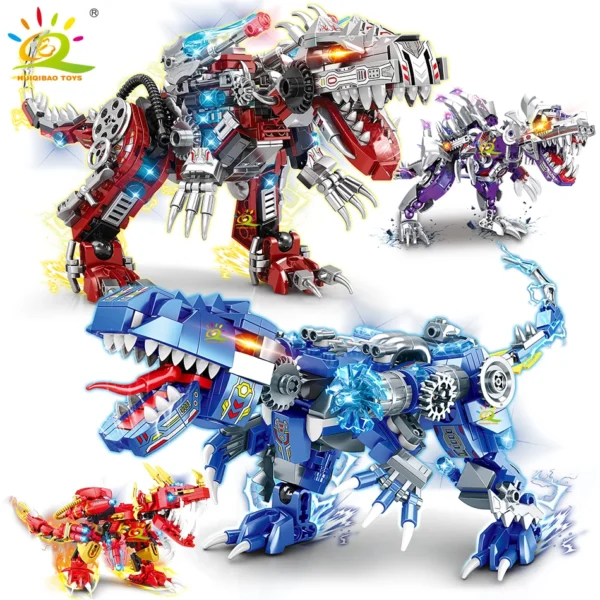 HUIQIBAO 2in1 Jurassic Dinosaur World Model Building Blocks City Triceratops Velociraptor Dino Park Bricks Children Toy Game - Image 1