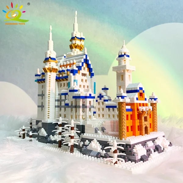 HUIQIBAO 3000pcs Swan Stone Castle Architecture Model Micro Building Blocks City Street View Mini Diamond Bricks Children Toys - Image 1