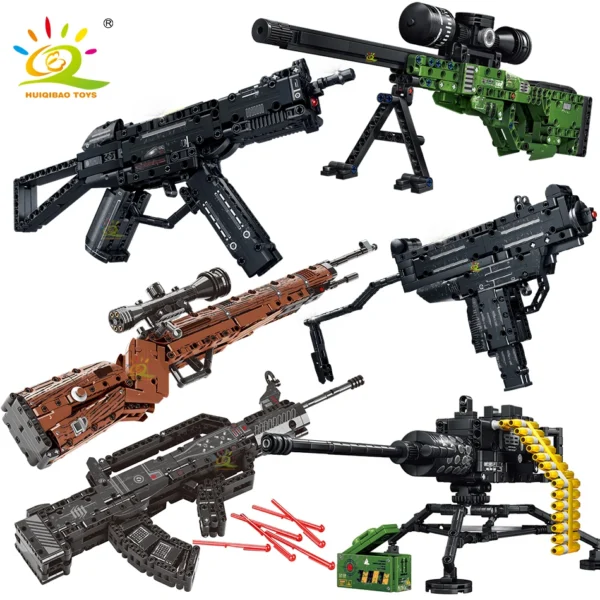HUIQIBAO 98K AK47 Assault Rifle Model Building Blocks Military Army Weapon Pistol Building Block Imitation Gun Brick Toy for kid - Image 1