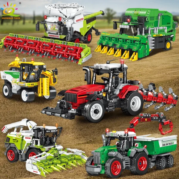 HUIQIBAO Farmer Truck model Building Block Tractor Cultivator Harvester Vehicle MOC Car Brick City Construction Toy For Children HUIQIBAO Farmer Truck model Building Block Tractor Cultivator Harvester Vehicle MOC Car Brick City Construction Toy For Children - Image 1