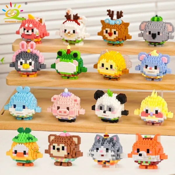 HUIQIBAO MOC Animal Micro Building Block Mini Cute 3D Diamond Model Brick DIY City Construction Toy for Children Desk Decoration - Image 1