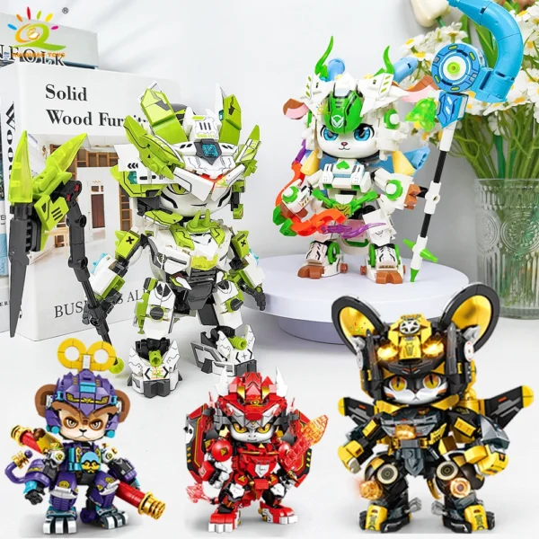 HUIQIBAO MOC Animals Model Building Block Mouse Snake Sheep Monkey Series Brick Construction Toy Children Desk Home Decoration - Image 1